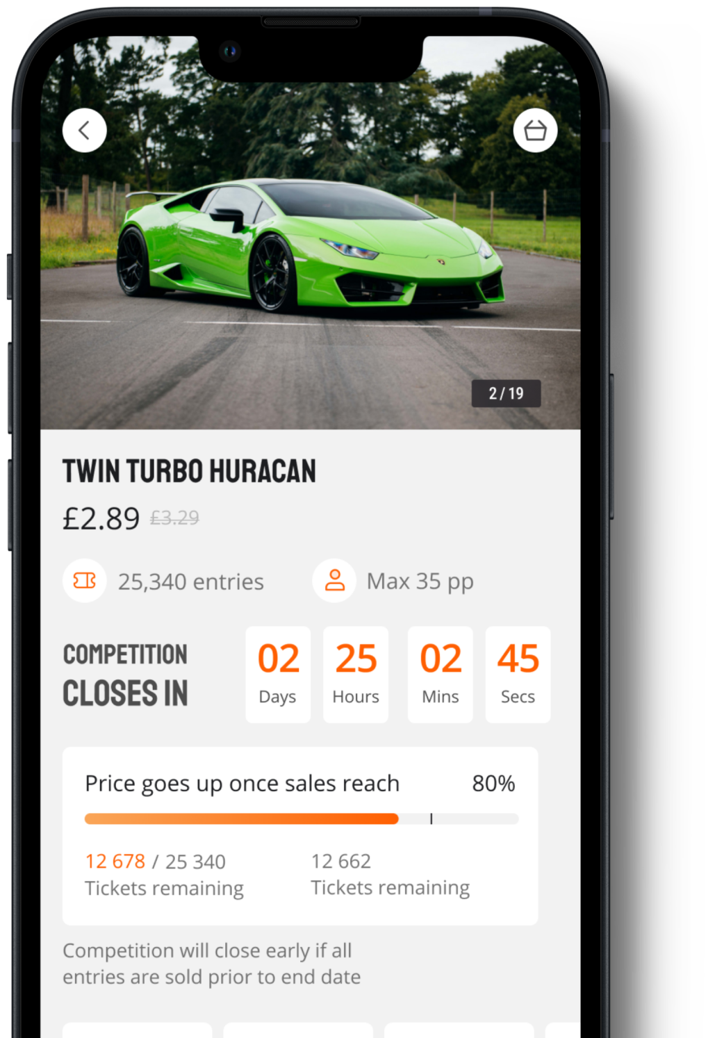 Dream Car Giveaways app on iPhone